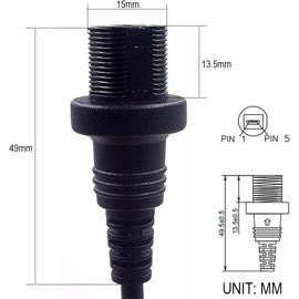 Kework Mini USB 5 Pin Flush Mount Cable, 0.3 Meter Mini USB Male to Female Dashboard Panel Mount Extension Cord for Car Truck Boat Motorcycle