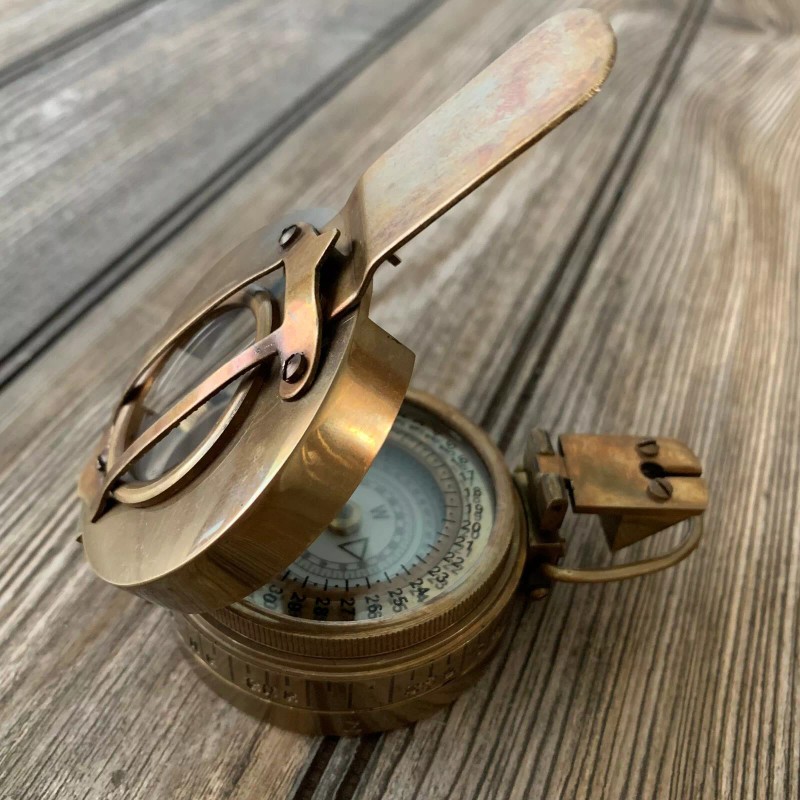 Vintage Solid Brass WWII Military Pocket Compass Gift