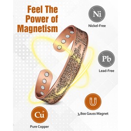 Jecanori Copper Bracelet for Men, 12X Strength Mens Magnetic Bracelets with 3,800 Gauss Magnets, 99.99% Pure Solid Copper Jewelry Gift