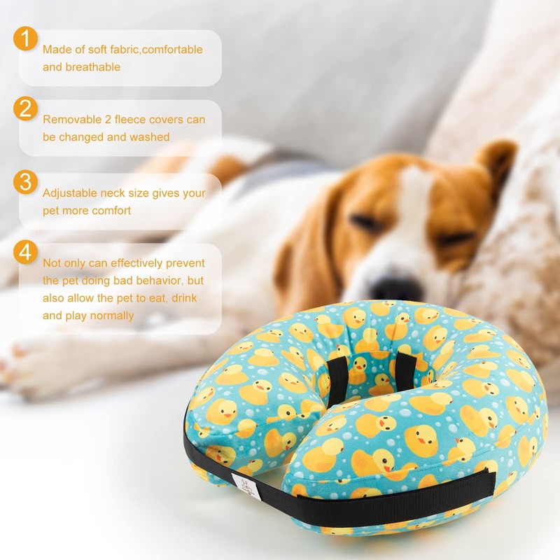 CuteBone GWB04L-DE Inflatable Dog Cone with Removable Soft Fleece Covers