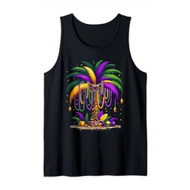 Mardi Gras Palm Tree Hawaiian Tropical Party Men Women Kids Tank Top