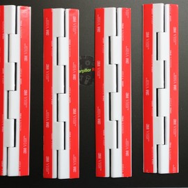 4 x 200mm White Acrylic Hinges. No glue required, Self Adhesive. White Plastic Acrylic, (7 7/8 in) -4 Pack-