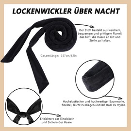 Overnight Curler Curls, Heatless Curls Band, Curls Without Heat for All Hair Types, Heat-free DIY Blowout Hair Curler for Sleeping, Overnight Curling Band, 1 Set Black