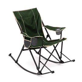 SUNNYFEEL Oversized Heated Camping Chair, Folding Rocking Camping Chairs with Luxury Padded Recliner,Carry Bag, 500 LBS Heavy Duty for Lawn/Outdoor/Picnic/Patio, Portable Rocker Camp Chair