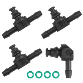 4 pieces return nipples common rail injectors 1x 2-way L 3x 3-way T connection 5 mm outlet 6 mm lines high temperature plastic sealing guarantee including sealing rings for diesel returns