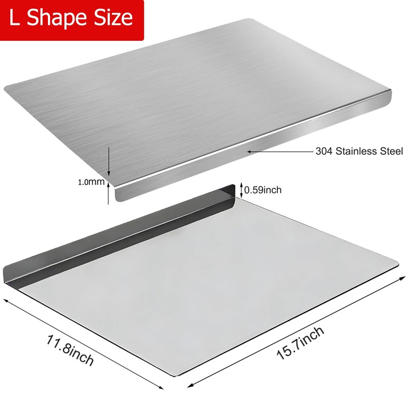 Stainless Steel Cutting Board with Lip for Kitchen, Metal (15.7×11.8