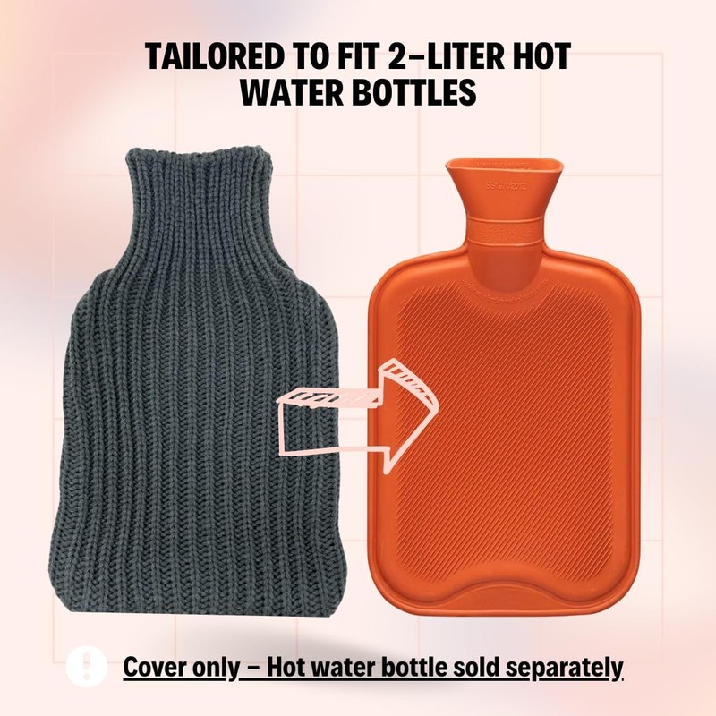 Grey Soft Cuddly Knitted Hot Water Bottle (Cover Only)