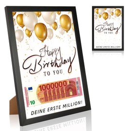 Money Gifts Birthday, Funny Money Gifts, Picture Frame for Money Gifts, Money Gifts, Packaging, Gift Ideas, Your First Million Happy Birthday Gift