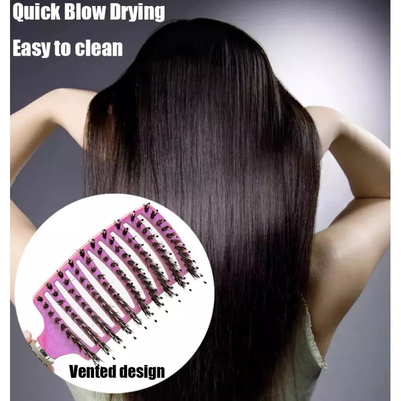 Morsafe Cepillo Cerdas De Jabalí Curvo Ventilado Para Secar Y