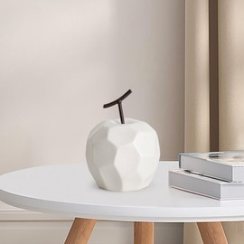 Fenteer Porcelain Fruit Sculpture Fruit Ornament Modern Simple Crafts Geometric Fruit Decor Home Decor Statue for Cabinet Festival Desk, White Apple