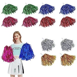 Pack of 12 Pom Poms Cheerleaders, Beautiful Cheerleader Poms Hand Flowers, Cheerleading Pompoms, Cheerleading Sports Games Team, for Sports Events, Dance, School Competitions