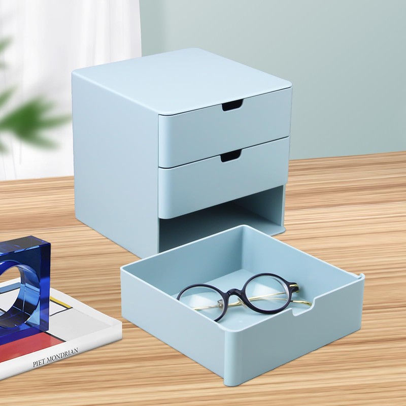 Dalanpa 3-Drawer Vanity Organizer, Compact Storage Organization Drawers Blue