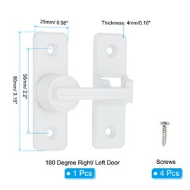 PATIKIL 180 Degree Barn Door Lock, Flip Latches Zinc Alloy Safety Sliding Door Bolt Latch Lock for Garage Bathroom Sliding Swing Open Door, White