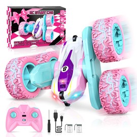 Gralal Rc Car Toys for 3 4 5 6 7 8 Year Old Girls Gifts, 360° Flip Pink Remote Contol Cars for Girls Toys Age 3-12, Girls Birthday Presents Gifts for 4 5 6 7 8 Year Old Girls for Girls
