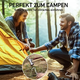 Pack of 12 Tent Pegs, 18 cm / 7 Inch Aluminium Pegs, Camping, Tent Pegs, Strong, Pegs, Stable for Gardening, Hiking and Fishing