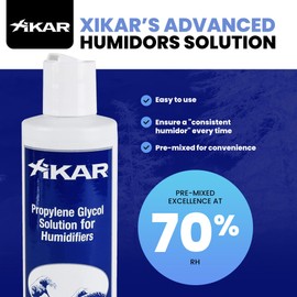 Xikar Humidor Solution - Premium Pre-Mixed Propylene Glycol for 70% Relative Humidity Maintenance for Reliable Humidification, 8 Fl Oz
