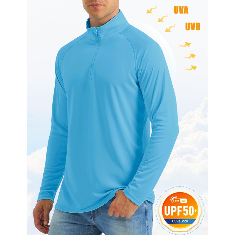 Tshirts for Men Long Sleeve Sun Protective Clothing Men Quarter