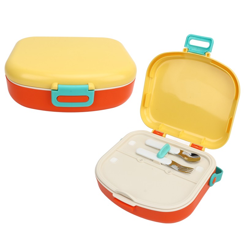 Bento Lunch Box ABS Separate Compartments with Buckle Handle Leakage