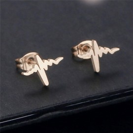 EKG Heartbeat Stud Earrings Minimalist Lifepulse Earrings for Doctors Nurses Mini Life Line Stud Earrings for Nurse's Day Gift, Zinc, No Gemstone