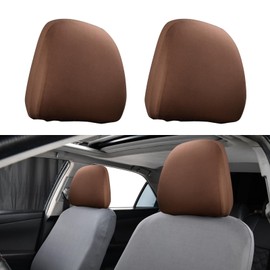 gunhunt Pack-2 Car Headrest Covers, Soft Dust-Proof Protector Covers, Seat Headrest Cover Replacement, Breathable Automobile Decoration Kit, Universal for Most Cars, Trucks, SUVs (Brown)