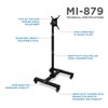 Mount-It! Mobile TV Stand with Locking Wheels | Adjustable Height