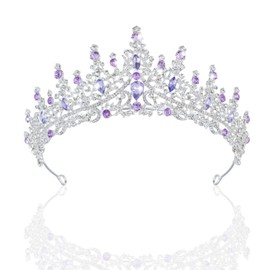 Kamirola Vintage Tiaras and Crowns for Women, Bridal Crown Princess Tiaras Headband, Costume Party Accessories（TR19） (Silver & Purple)