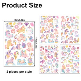 8 Sheets Girl Rainbow Unicorn Stickers, Cute Waterproof Stickers Cartoon Animals Decals Magic Unicorn Lables Decorations for Birthday Party Favors Scrapbooks Envelopes Gift Wrapping Invitations