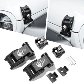 Seven Sparta Hood Latches Aluminum Hood Catch Compatible with Jeep Wrangler JK/JKU 2007-2017, JL/JLU 2018-2022 & Jeep Gladiator 2020-2022, 1 Pair (Skull)