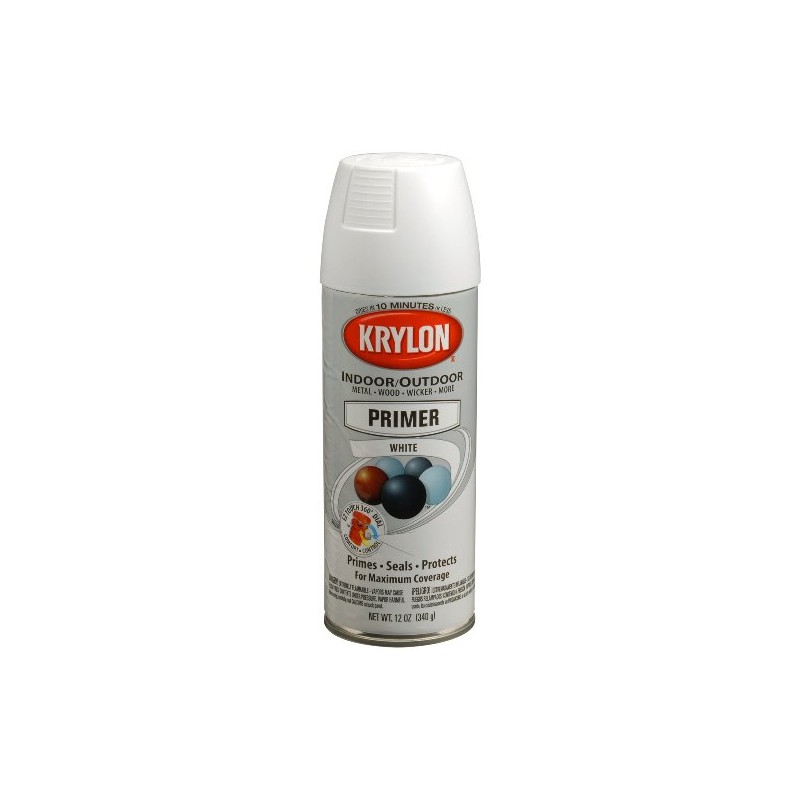 Krylon K05131507 ColorMaster Paint + Primer, Ultra Flat Primer, White,
