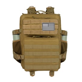 Ogguno Tactical Backpack - 25L/35L/45L Military Tactical Backpack For Men Molle Daypack 3 Day Bug Out Bag Hiking Rucksack With Bottle Holder 25L Small Khaki Backpacks