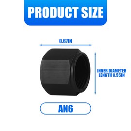 HZEL 6AN Car Flare Cap Block off Fitting Plug, 2PCS Aluminum Alloy Swivel Female Flare Cover for Blocking off Fuel Line E85, Hex Head Nut Port Adapter, Universal Automotive Accessories (Black)