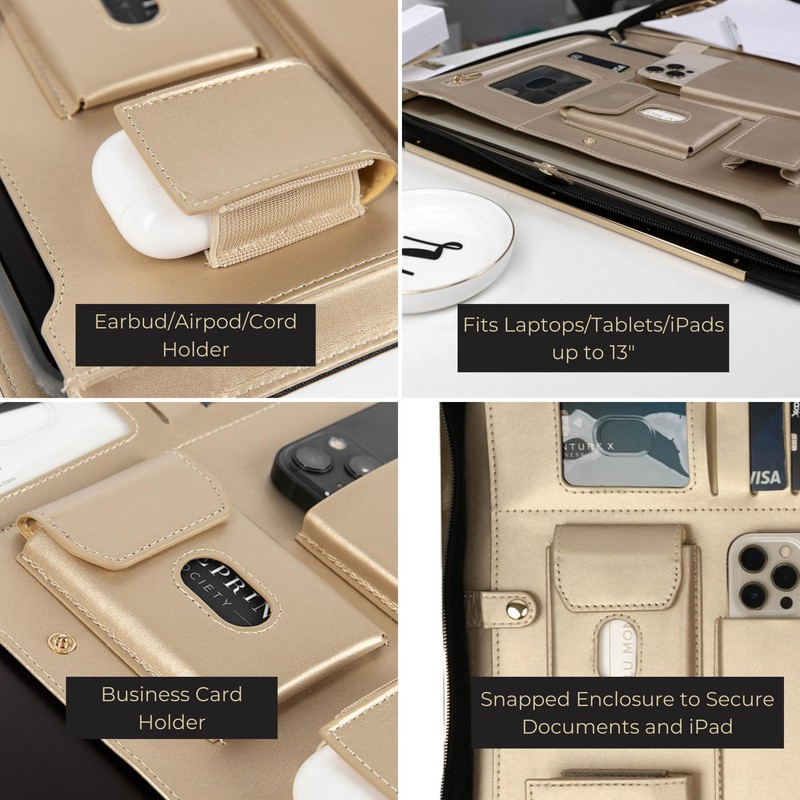 BLU MONACO Black Vegan Leather Portfolio Binder For Women -