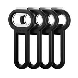 Linoroso Magnetic Bottle Opener Pop Can Opener for Refrigerator, Beer Bottle Opener and Soda Can Opener with Cap Catcher, Portable Beer Opener for Bartender, Home, Restaurant, Bar Tools, 4 Pack, Black