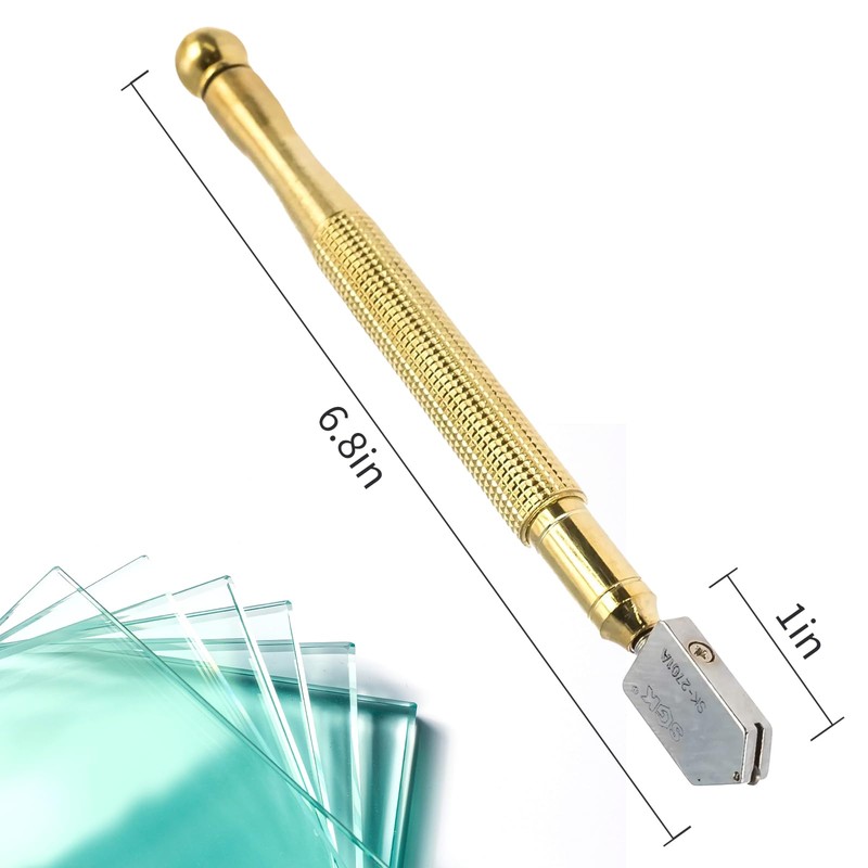 Glass Cutter with Golden Handle - Portable, Easy to Store,