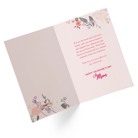 1Up Greetings Valentines Day Card for Mom | Flowers in Heart | Your Card Helps Animals In Need |5”x7.5” | Single Card + Envelope | Women Owned Small Business Made in USA