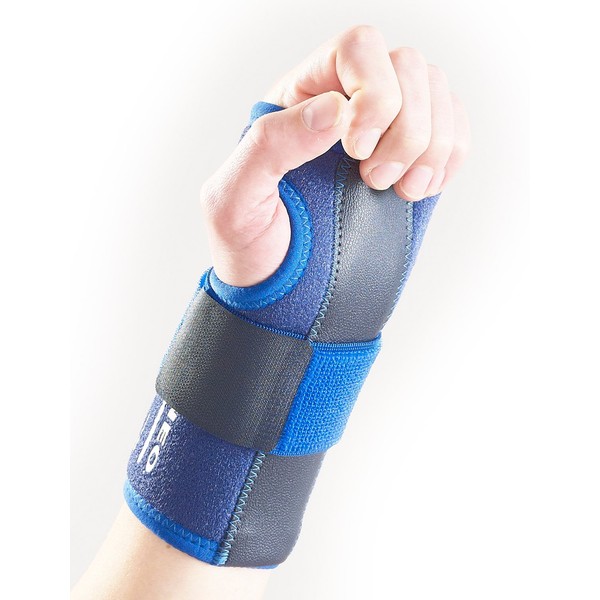 Neo G Stabilized Wrist Support - for Carpal Tunnel, Arthritis, Joint Pain, Tendonitis, Hand Sprains - Adjustable Compression - Class 1 Medical Device - One Size - Right - Blue