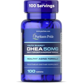 Suplemento dietético Puritan's Pride DHEA 50 mg, promueve el metabolismo del azúcar 100 unidades