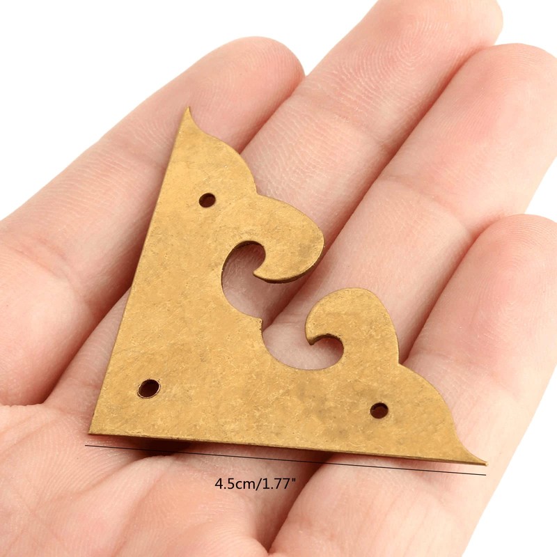 dophee 4Pcs 1.77" Brass Flat Corners Bracket, Retro Table Corner