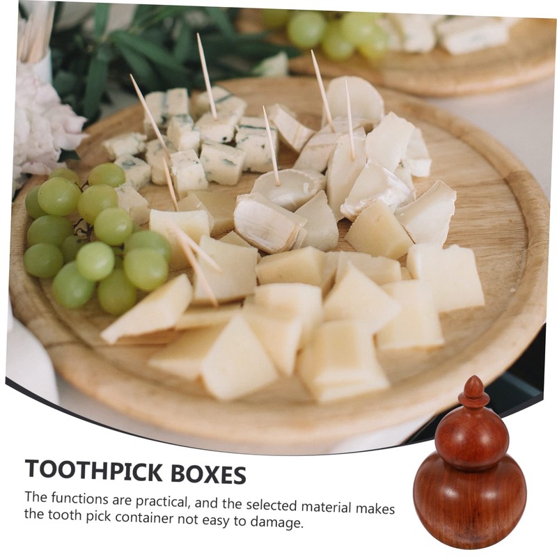 CIYODO Gourd-shaped Creative Toothpick Holder No-wax Wooden Toothpick Dispenser for