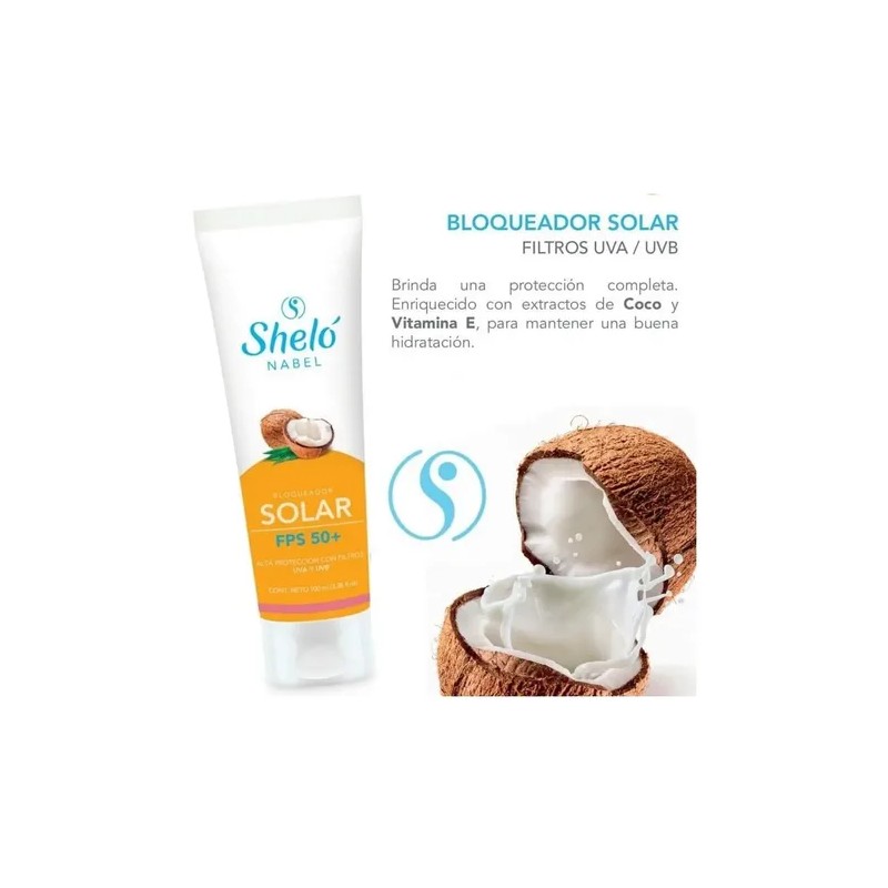 Bloqueador Solar, Protector Solar Facial 50+ Coco Sheló Nabe