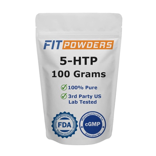 FitPowders 5-HTP Powder (Pure) 100 Grams (Multiple Sizes) Non-GMO, Serotonin, Mood Boosting Supplement