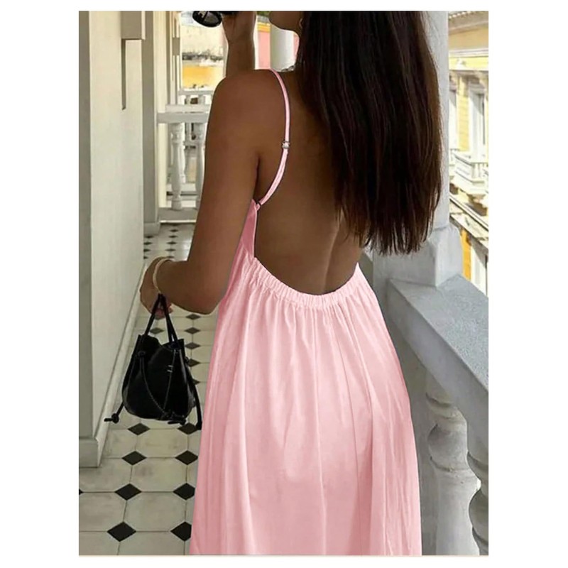 SOLY HUX Women's Summer Dress Backless V Neck Spaghetti Strap