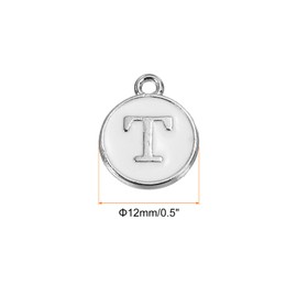 MECCANIXITY Alphabet T Enamel Letter Charm Jewelry Charm Enamel Initial Charm White Pendant Charm for Jewelry Making, Bracelet, Craft, Pack of 50