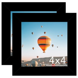 4x4 Picture Frame Set of 2 Black for Wall Hanging or Tabletop, Wall Mounting Horizontally or Vertically, 4 x 4 Square Wall Gallery Poster Photo Frame with Shatter Resistant Plexiglass, 2 Pack, Black