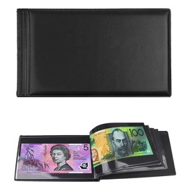 Banknotes Album Collection Storage Currency Holder Pocket Paper Money (Black)
