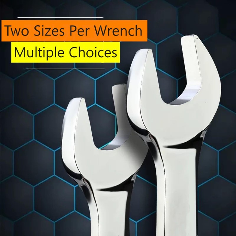FLZOSPER 24mm×27mm Super-Thin Open End Wrench，Metric Slim Spanner，Flat Head Chrome