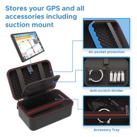 Digicharge Hard Carry Case for 5" GPS – Fits Garmin Drive 53, Drive 52, Drivesmart 55, Zumo XT, Tomtom Go Comfort & More – Shockproof Travel Storage with Mount & Charger Space