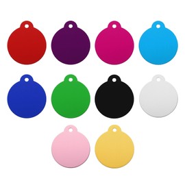 MECCANIXITY Round Laser Engraving Blanks Tags, Stamping Blank Tags, Dog ID Tag, 10 Color DIY Metal Tags for Pet, Pendant Decoration, Craft Tags, Pack of 30