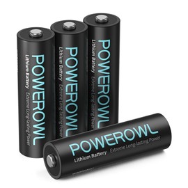 POWEROWL AA Lithium Batteries 4 Pack, 3400mAh High Capacity 1.5V Double A Battery for Cameras and Doorbells, Non-Rechargeable