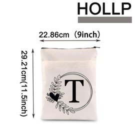 HOLLP Alphabet Book Cover S/N/B/R/T/L Letter Initial Waterproof Zipper PouchInitial English Book Sleeve (Book Sleeve T)